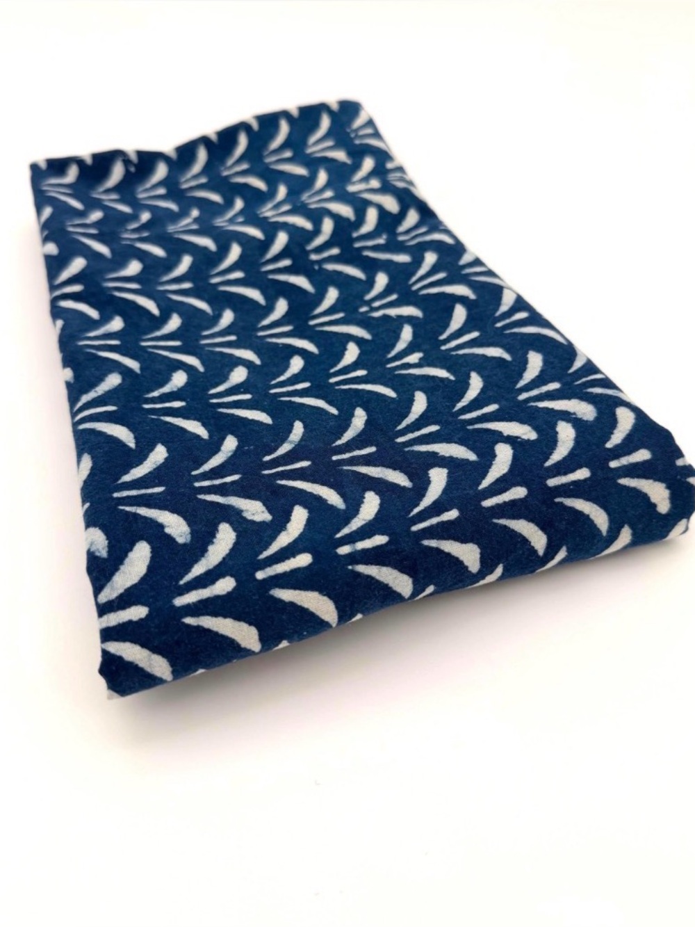 Indigo Blue Dabu Indian Hand Blocked Cotton Cambric  Fabric 1.33 yds x 44” wide